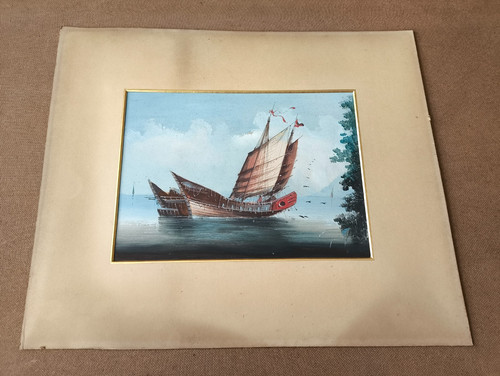 Vintage chinese junk ship - chinese,