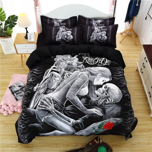 Skull love duvet cover with - duvet,