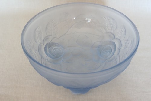 Art deco frosted blue glass - frosted,