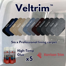 5 Metres of GENUINE "VELTRIM" VAN LINING, CAMPERVAN CARPET + 5 FREE TRIMFIX CANS
