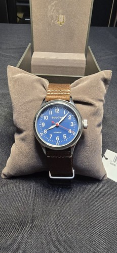 Bulova hack blue dial brown - bulova,