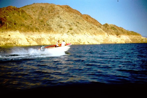 1950s men motorboat - 1950s,