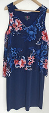 simon jeffrey blue flower dress size 18 ptp 19 inches length 41 inches