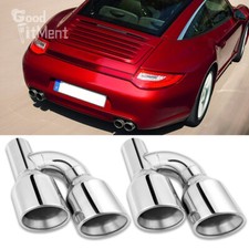 2Pcs 2.5" Inlet 4" Outlet 11.25" Length Dual Exhaust Pipe Tips For Porsche 911