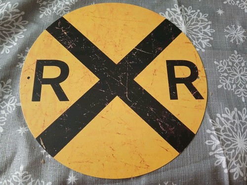 Railroad crossing sign - sign, metal