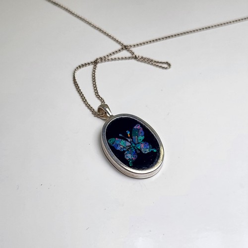Sterling silver opal butterfly - silver,