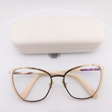 Salvatore Ferragamo Eyeglasses FRAMES ONLY 54-17-140 Cat Eye Gold Ivory Full Rim