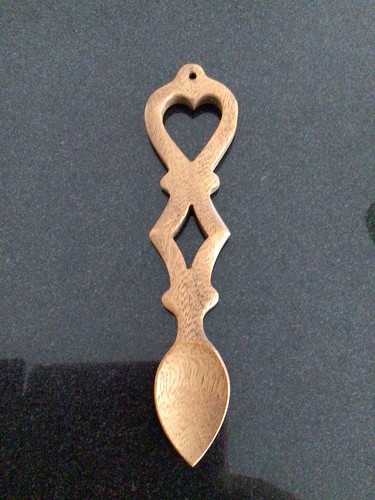 Hand carved wooden love spoon - carved,