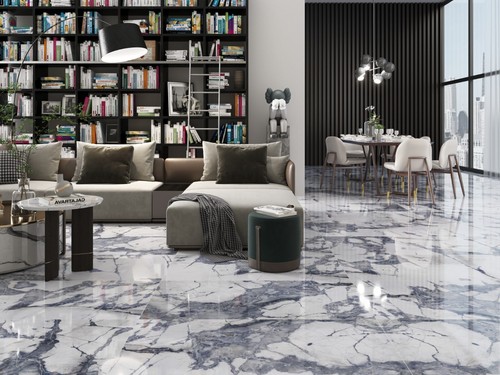 Shattered marble look - marble, blue/