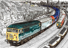 56081 railway train hand drawn