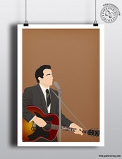 JOHNNY CASH - Minimalist Music Poster Posteritty Minimal Print Guitar Folsom Art