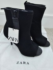 Zara boots technical fabric ankle boots,Zara stiletto heels open toe black Boots