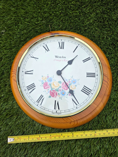 Westclox cottage rose wooden - westclox,
