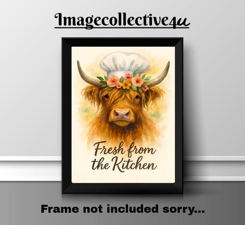 Highland cow kitchen quote a4 - highland,