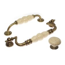 Cream Crackle Glaze D Handle, Drop Handle or Knob | door drawer kitchen ceramic