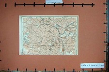 Antique Old Print Map Britain Street Plan Leeds Bradford England Hospital