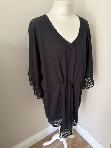 Womens black cotton beach