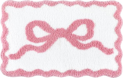 Pink bath mat with bow - pink,