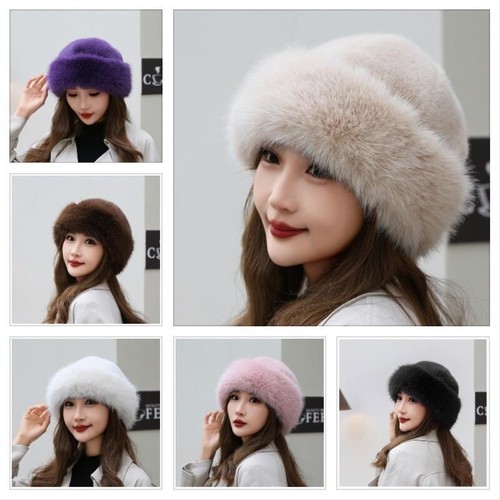 Lady faux fur beanie hat - faux, skull