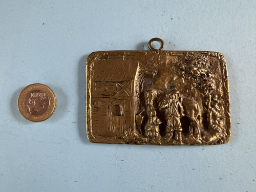 Vintage brass plaque - vintage, relief