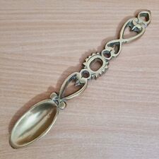 Vintage Solid Brass Welsh Love Spoon Heavy Excellent Condition 24cm Length