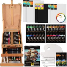 74 Pcs Premium Acrylic Painting Set Painting Kit with Tabletop Sketch Box
