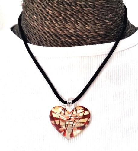 Murano glass heart necklace - glass,