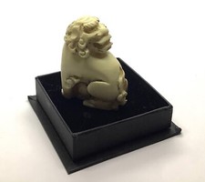 Japanese Resin Hand Carved Netsuke Foo Dog Figure