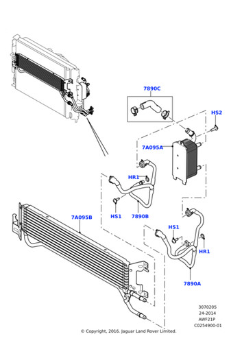 Land rover oil cooler hose - oil,