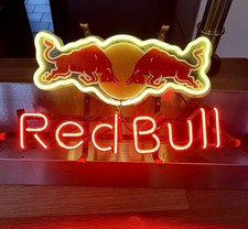 NEON Not LED  Red Bull Neon Sign 100% Working  + power supply Man Cave / Bar