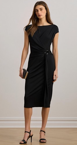 Ralph lauren black wrap midi - lauren,