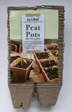60 Peat Pots with Plant Labels Square Recycled Biodegradable Small Seedling Seed
