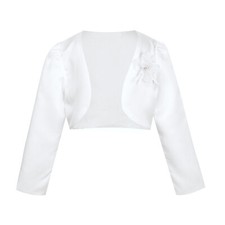Girls Satin Cardigan Sweaters Bolero Shoulder Jacket Tops for Communion Dress