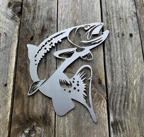 Salmon fish steel wall - steel, art