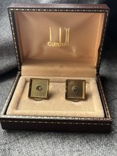Vintage Dunhill Cufflinks Gold Squares With D Logo With Box