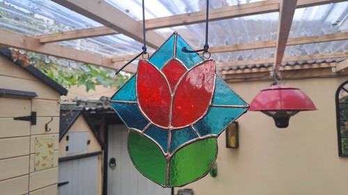 Stained glass tulip flower - stained,