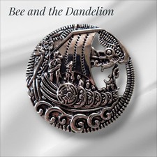 Viking Silver Tone Brooch ~  Viking Ship Shawl / Scarf Pin