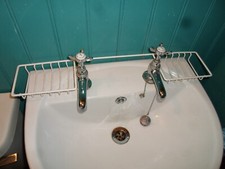 Traditional Wireware Twin Soap Dish Sink Tidy British Made White Plastic Coated