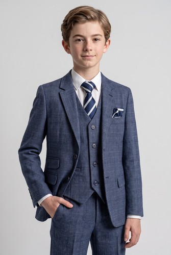 Boys blue tweed check - check, formal
