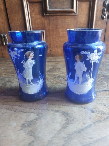 Antique mary gregory pair - gregory,