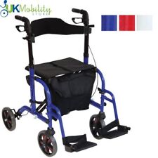2 in 1 Deluxe Rollator Walking Aid and Transport Transit Mobility Wheelchair 