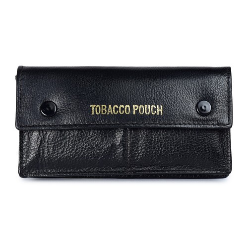 Leather tobacco pouch black - leather,