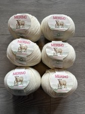 6 x 50g Balls Of Merino Wool - Milky White - New