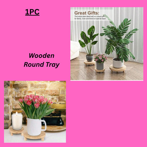 Wooden round tray - wooden,