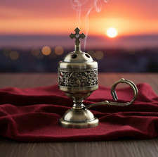 Incense set: bronze metal