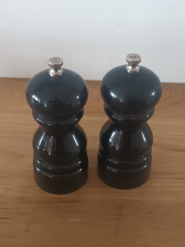 Pair black wooden salt - pair, and