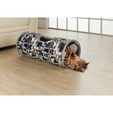 Grey Cat Tunnel Toy Suede