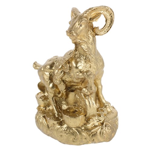 Miniature brass goat statue - goat,