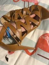 New Ladies  Tan Leather Size 7 Heeled Sandals Dorothy Perkins