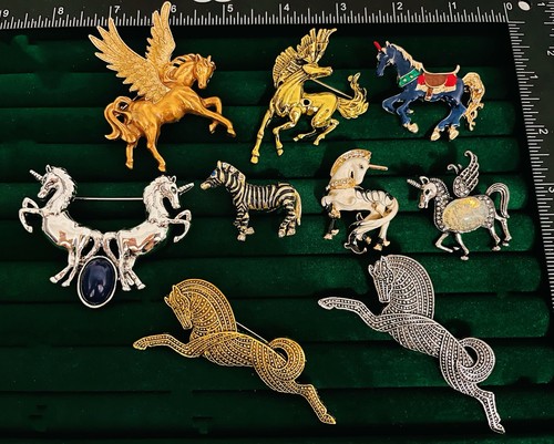 Lot 9pcs horse theme - horse, brooch